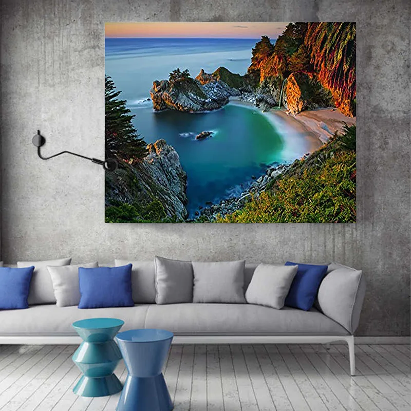 Amazon Landscape DIY Handmade Nordic American Style Sea Oil canvas Paintings by Numbers