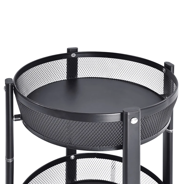 3-layer metal storage quality protection food handcart kitchen vegetable handcart foldable food handcart