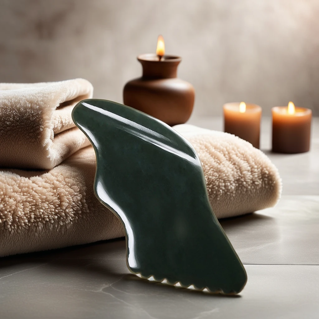 Nephrite Jade Gua Sha Massage Tool Natural Jade Stone Guasha Board for Full Body and Facial Relaxation for Face and Back