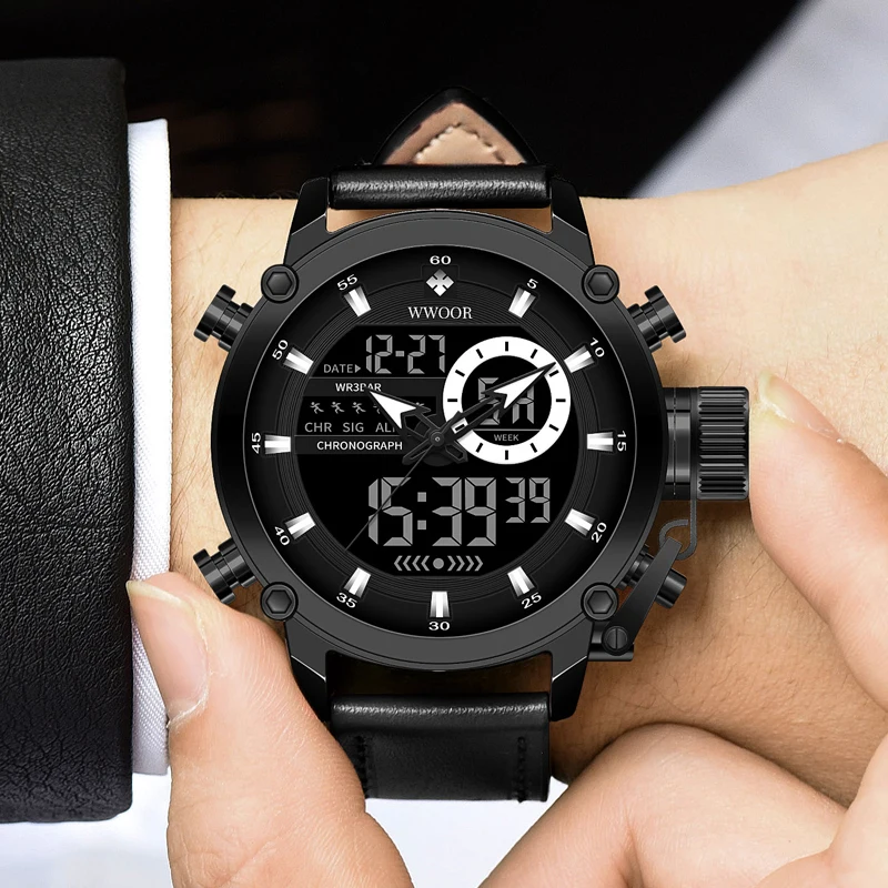 Fashion Brand Sports Military Business Water Resistant Watches For Men Custom Private Logo Digital Quartz Double Display Watches
