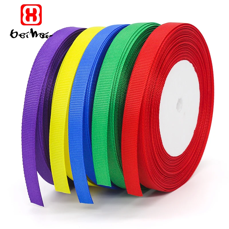 Factory Wholesale Gift Ribbon 100% Polyester 10 mm Grosgrain Ribbon Solid Color Double Face  Ribbon for Gift Wrapping