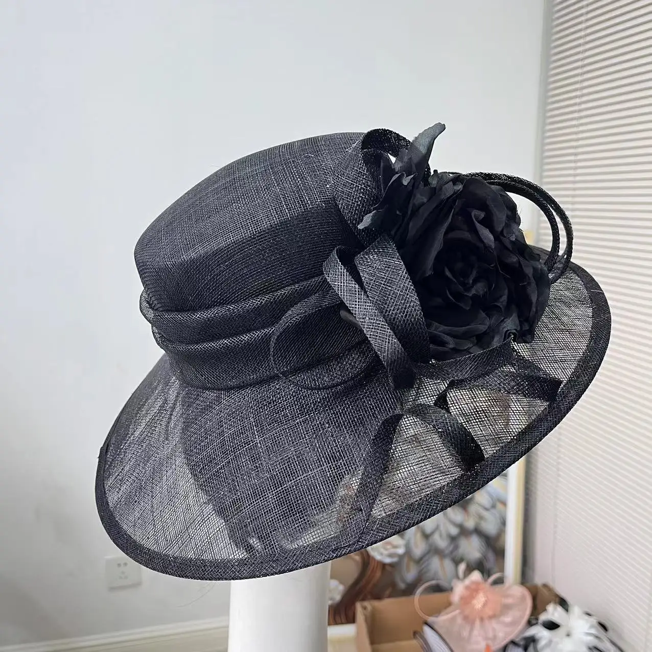 Fascinator Ladies Kentucky Derby Wide Brim Sinamay Church Hats Wedding Photography Fascinator Headwear