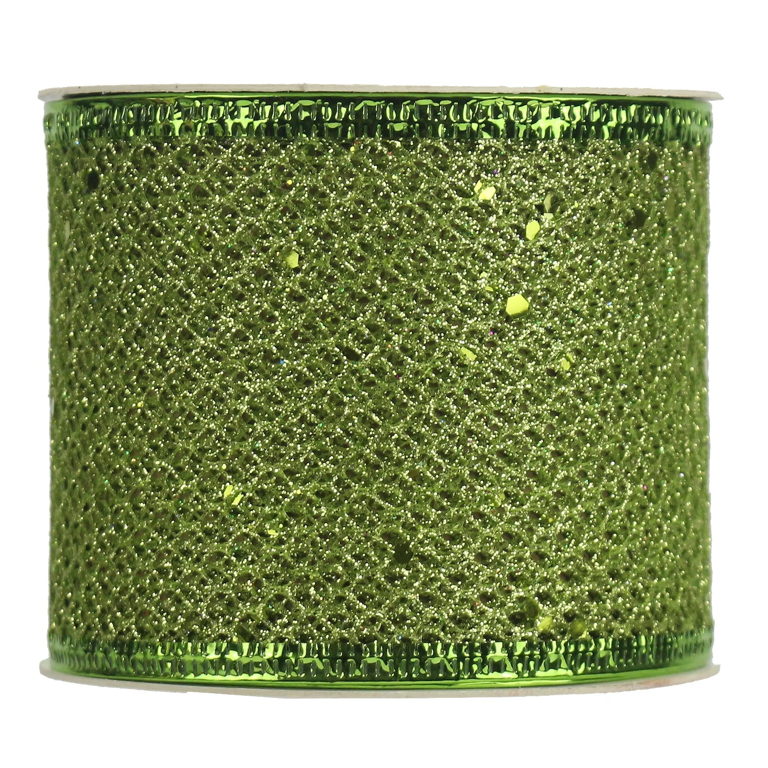 Huihuang Factory OEM Satin Burlap Sheer Assortment Glitter Wire Edge Christmas Ribbon