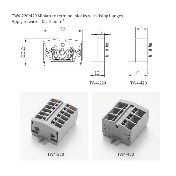 Front Connection Type Wire Terminal Blocks Spring Electric Terminal Block