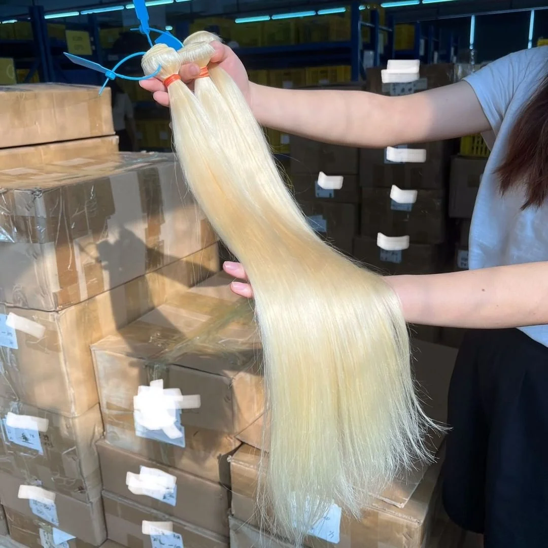 Fuxin Wholesale Bone Straight Human Hair Extension,Blue Band Hair Bundles Vendor,Vietnamese Raw Hair 613 Blonde Hair Bundles