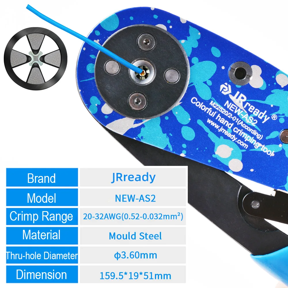 JRready ST2138 Wire Crimper KIT NEW-AS1 M22520/1-01 12-26 AWG NEW-AS2 M22520/2-01 20-32AWG For M39029 38999 26482 Solid Contact
