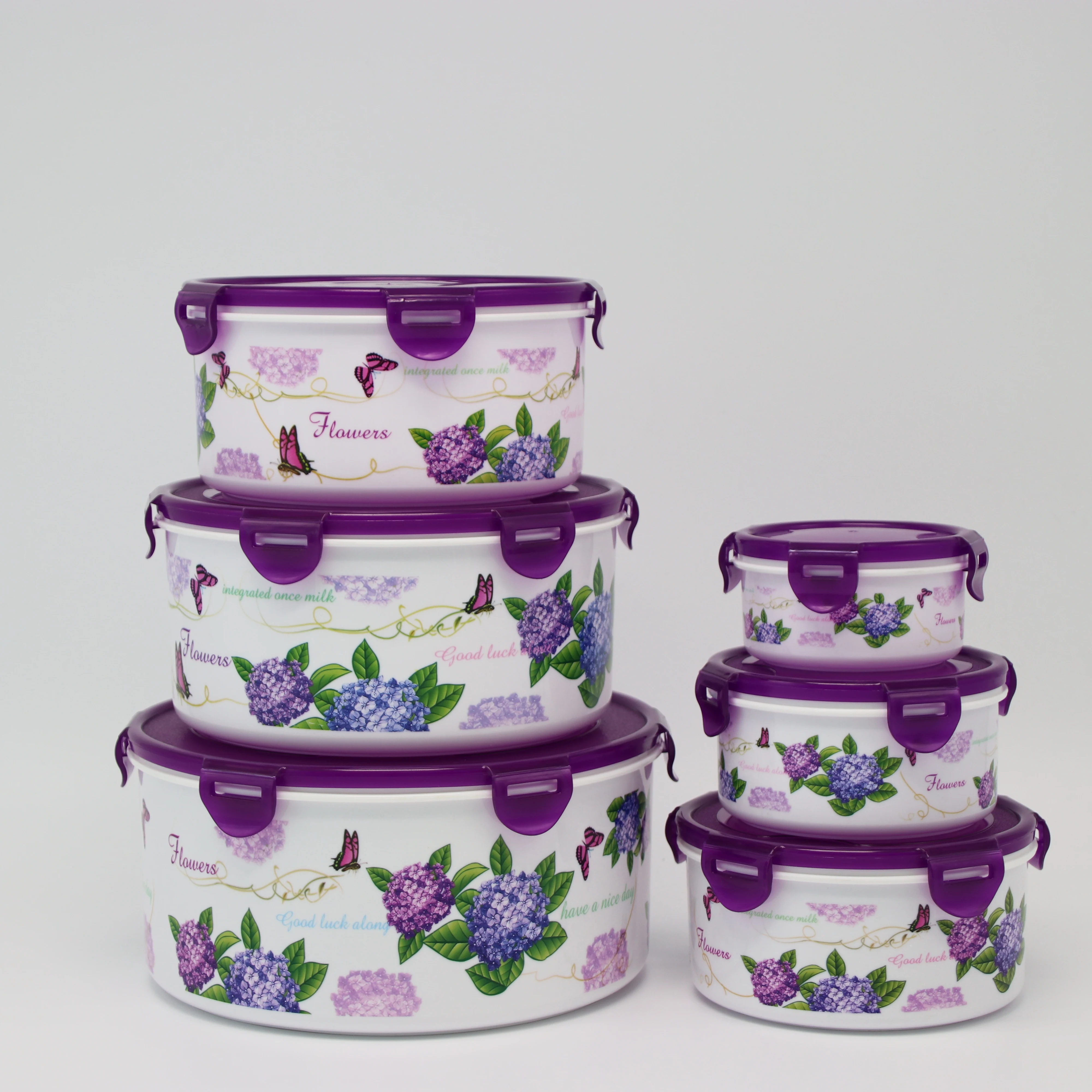 Good quality round plastic food container with lids