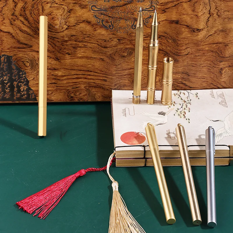 new Hexagonal Brass Pen Shinny rose gold plated metal ball pen custom oem branded logo pen