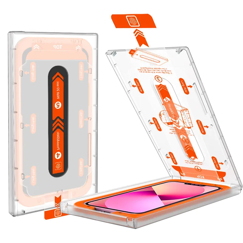 Magic Box 9H silk print easy applicator tempered glass screen protector recyclable installation kit for iPhone 14 13 12 Pro Max