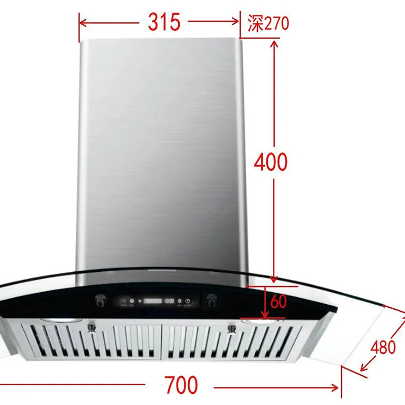 60cm Wide Arc Machinerange Hoods Custom Smart Commercial Wholesale Lead The Industry Kitchen Household Hotel