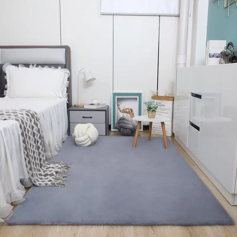 Nordic Fluffy Faux Fur Rugs Microfiber Faux Rabbit Hair Center Living Room Bedroom Large Carpet  Such As White Red