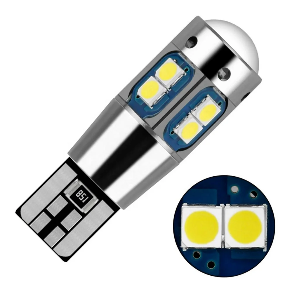 Super Bright 194 168 White Wedge Bulbs Canbus T10 W5W 3030 10SMD Led Bulbs for Interior Map License Plate Light Bulb