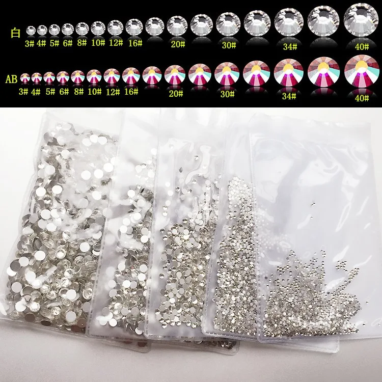 Yantuo SS6 SS8 SS10 SS12 SS20 SS30 кристалл ab белый bling дизайн ногтей Стразы с объемной большой