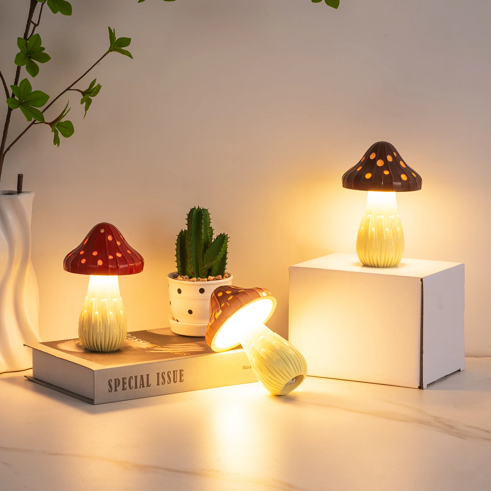 Wholesale Study Decor Desk Lamp Creative USB Switch Three Color Dimming Mushroom Reading Bar Work Bedside LED Modern Table Lamp
