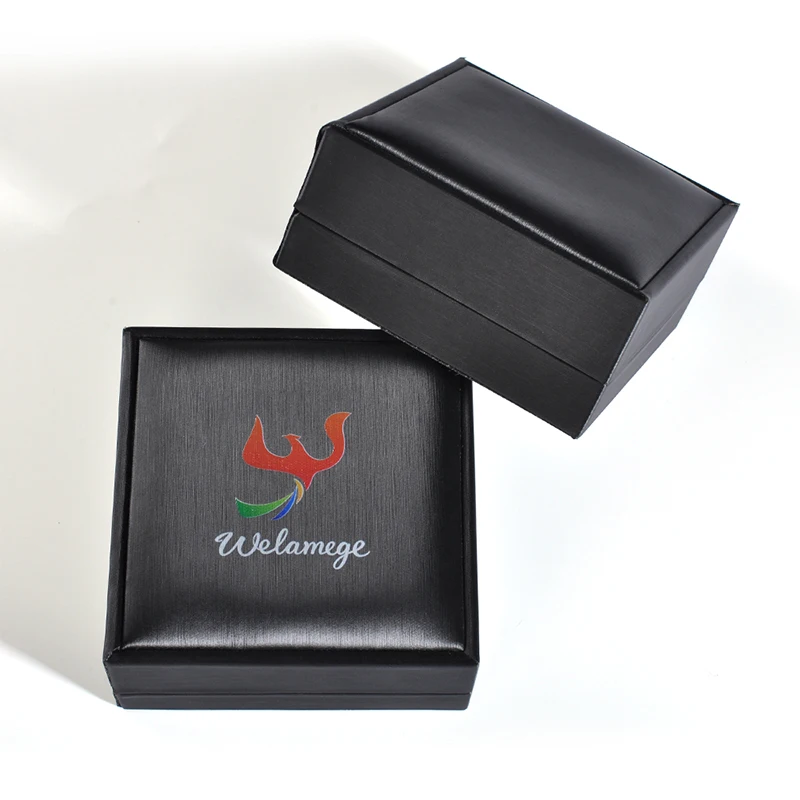 B03  Wholesale Custom Cardboard Package Gift Small Logo Printing Brand Luxury Bracelet Square PU Leather Jewelry Packaging Box