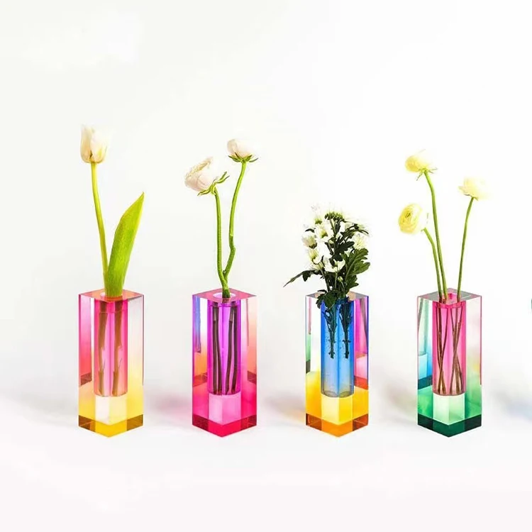 High Quality Colored desktop Acrylic Flower Vases Home Decoration Wedding Glass Gift Vases
