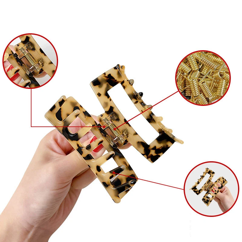 17 Colors  Wholesale High Quality Cellulose Acetate Claw Clip Square Acetate Hair Claw Clip