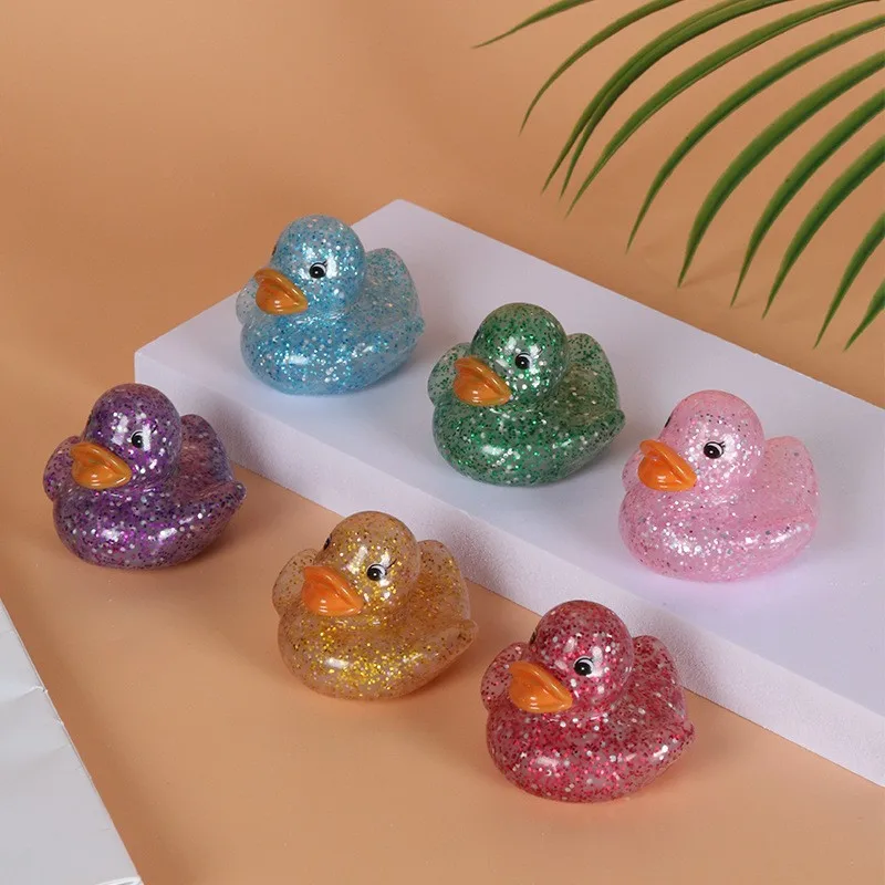 New Arrival Glitter Duck Baby Bath Toy PVC Rubber Shower Sound Bath Toys for Kids Bulk Pack Animal Type Bath Toys