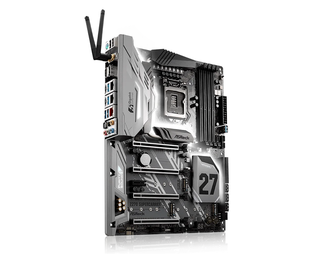 used asrock Z270 SUPERCARRIER colour full gaming white motherboard with processor computer