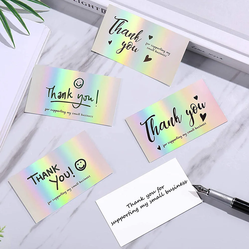 50 / pack Laser thank you card Holographic Gift Card Gift Card Blank decorative