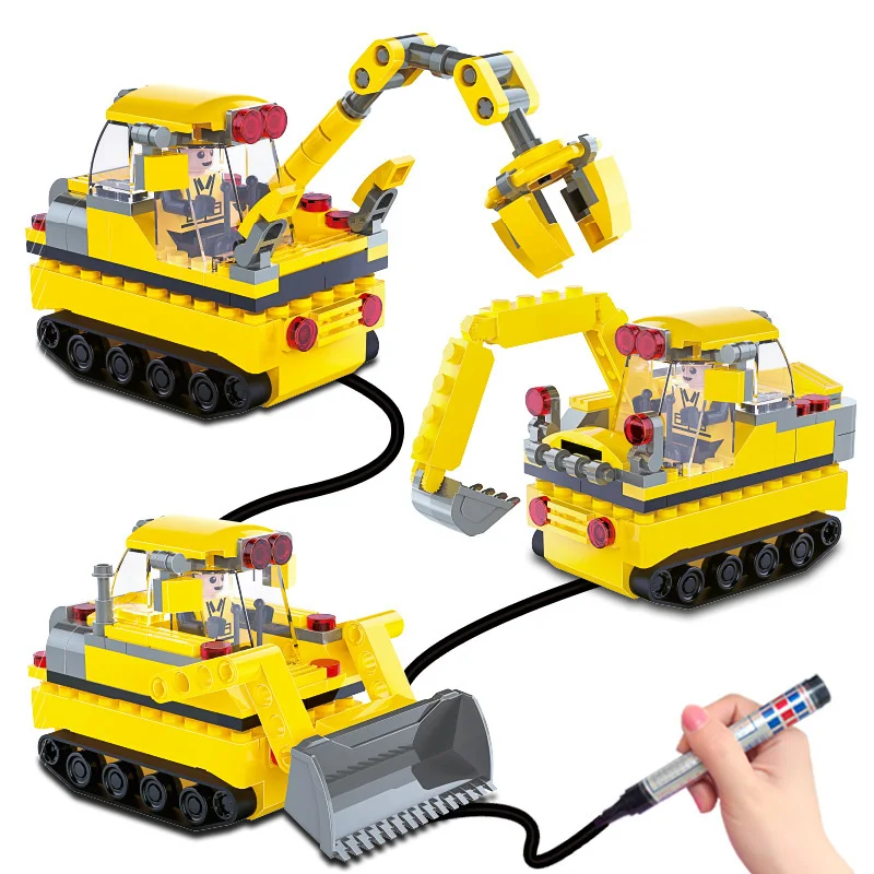 Intelligent Electronic Inductive Drawing Line Following Construction Building Engineering Car Block Toys