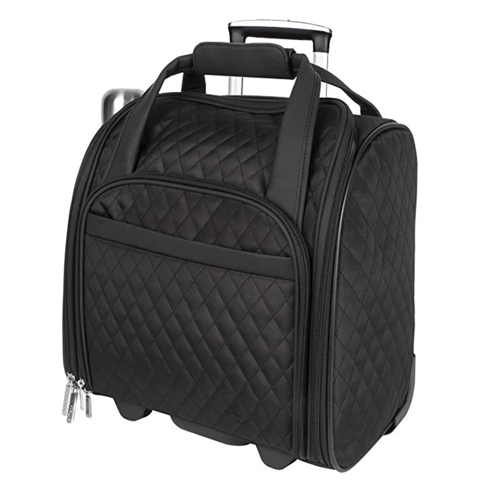 Custom make ODM all size suitcase trolley carry on cabin bag Rolling bag women lady quilted Wheeled Under seat Carry-on luggage