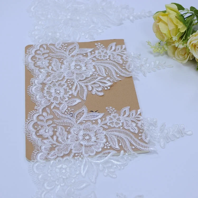 Hot sale bridal lace french beaded lace trim for garment