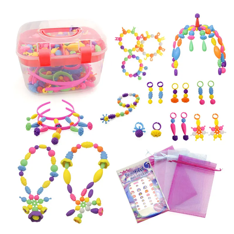 Kid Arts and Crafts & Diy Toys Pop Beads Jewelry Making Kit Snap Toy for Girl Toddlers 1-3 2-4 Years