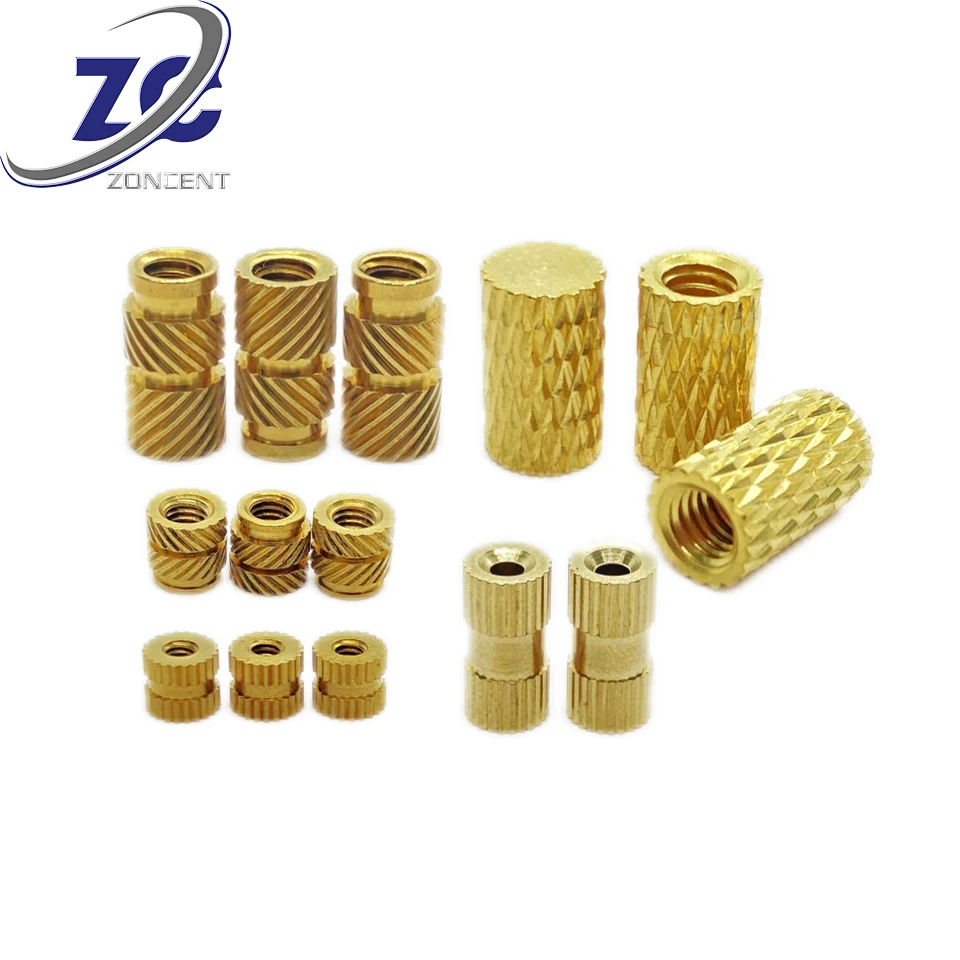 M2/M3/M4/M5/M6 Female Insert Nuts Thread Knurled Nuts Brass Threaded Insert Brass Embedment Nuts