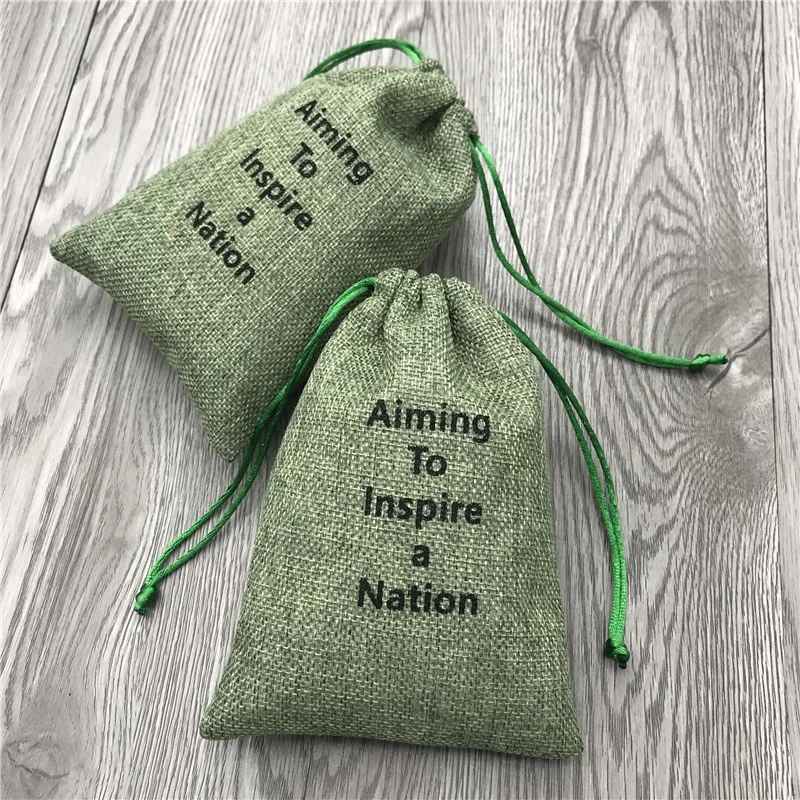 Green jute burlap gift pouch for soap and seeds,natural eco-friendly jute drawstring gift bag for handmade craft