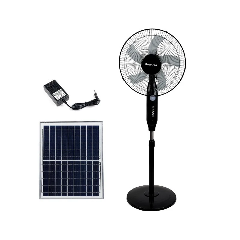 Solar fans are hot-selling across borders and Southeast Asia. Power outage emergency charging floor fans16inch