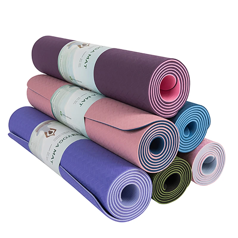 2024 Non Slippery Exercise Fitness Equipment 6mm Eco friendly Non slip Tpe Yoga Mat