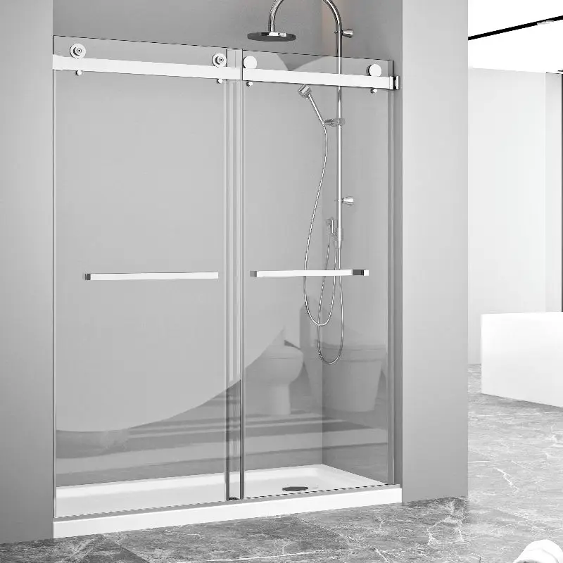 Modern  bathroom frameless tempered showers double sliding showers cabins