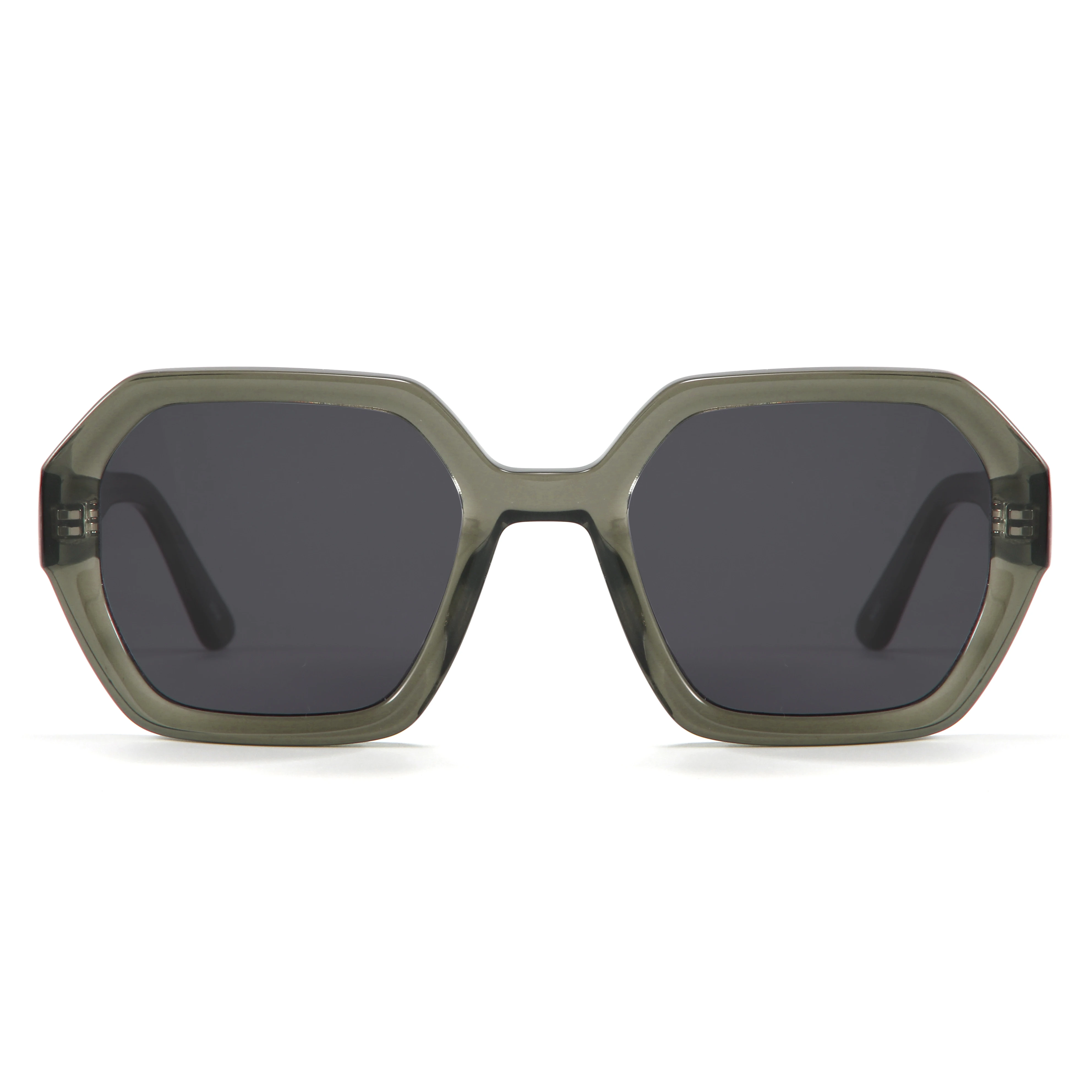 2023 Trend Polygon Flat Big Transparent Frame Shades Cr39 High Quality Hand Made Acetate  Sunglasses lightweight