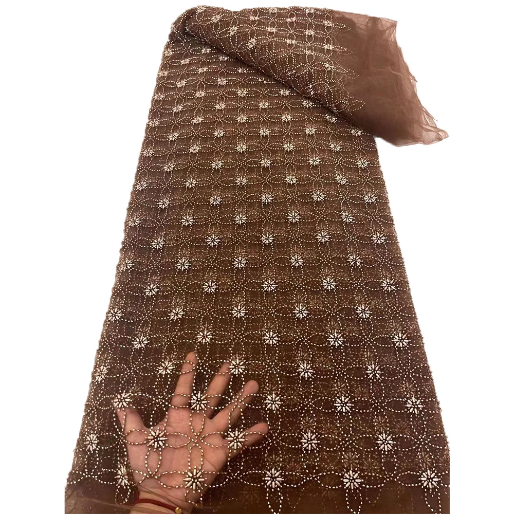 NI.AI Newest Beaded Lace Colorful Shiny Stones African Sequence Lace Good Quality African Lace For Women Wedding