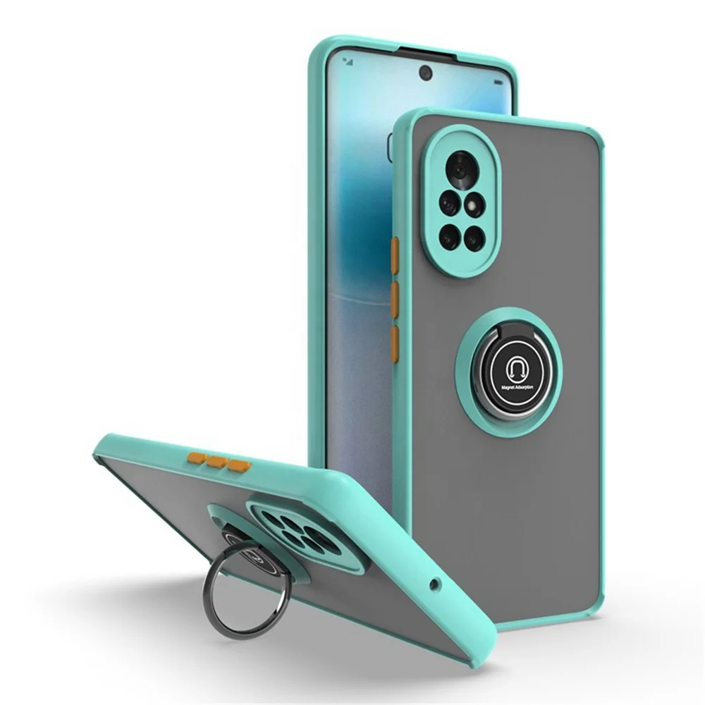 Phone Case 360 Ring Holder Frosted Translucent Hard PC TPU Frame Back Cover For Huawei P50 Pocket Honor 50 Lite Nova 8 9 8i P30