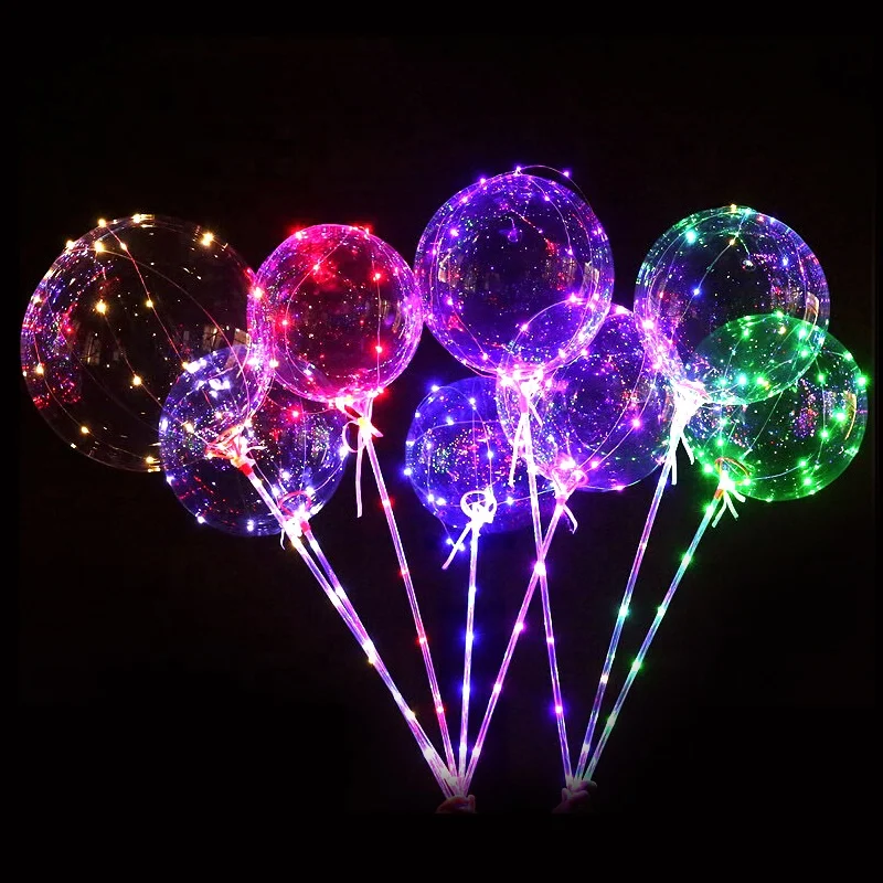 
Wholesale 50 pcs/opp bag 18 Inch Transparent Flashing Glowing in the Dark Led Bobo Ballons 