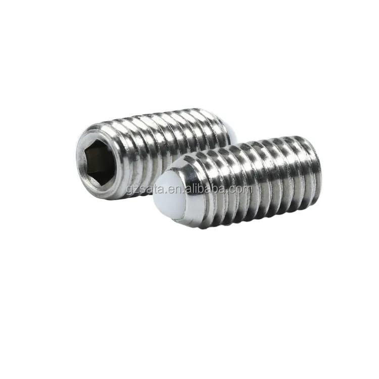 Stainless Steel 304 Allen Drive Spring Plungers POM Ball Hex Socket Ball Point Set Screws