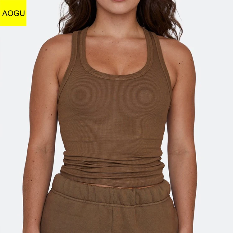 Wholesale Custom Logo Plain Summer Ladies Sexy Sleeveless Shirts Female Racerback Cotton Ribbed Women Tank Top