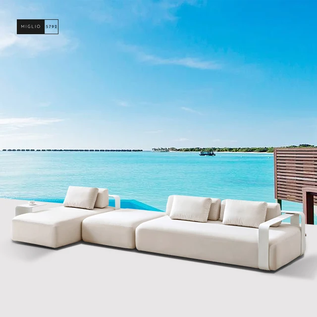 Garden Pool Frame Patio Set Outdoor Sofa Combination Aluminum Modern Italian Style Outdoor Leisure Fabric Carton Packing 5 Piece