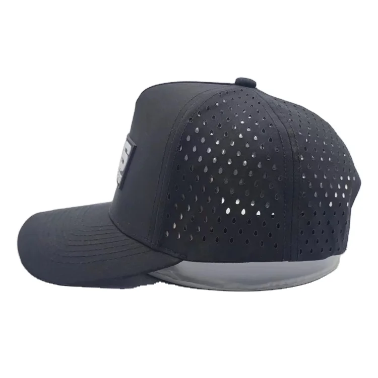 High Quality Plan Unisex 5 Panel Hat Waterproof Laser Perforated Nylon Hat Sports Baseball Caps