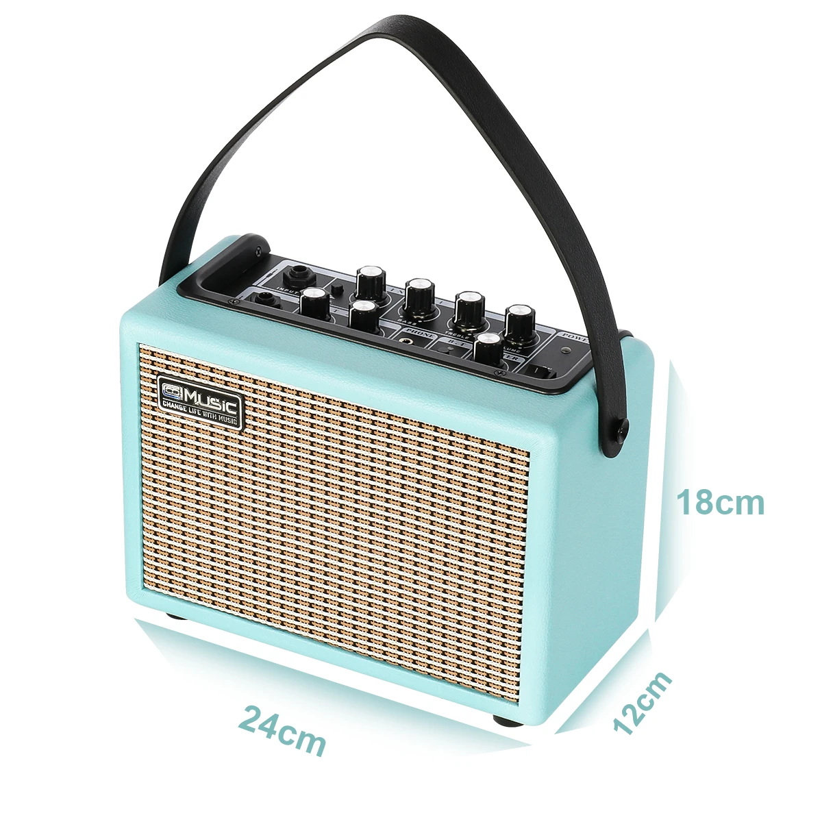 15W Rechargeable Busking Amplifier Electric Guitar Amplifier Combo Lithium Battery Wireless Connect Mic Input with Reverb 6.35mm