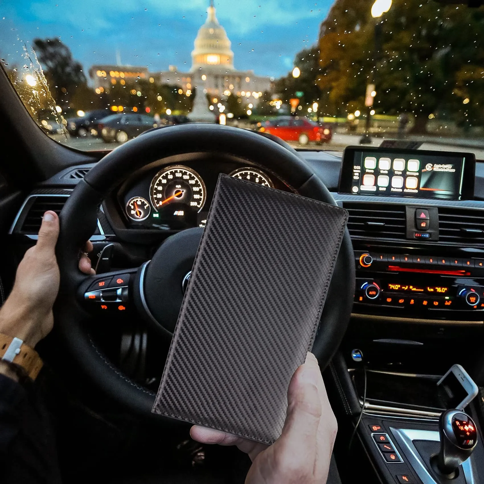 Car Registration and Insurance Card Holder Vehicle License Document Glove Box Compartment Organizer Essential Car Wallet Case