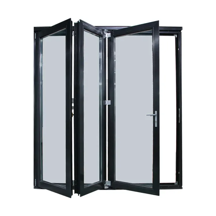 Exterior aluminum glass sliding folding door with soundproof and waterproof for aluminium bi-fold doors with bifold screen