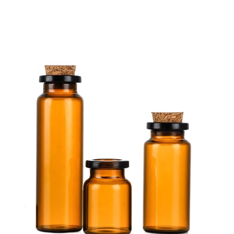 Manufacturer of 1ml to 100ml  glass vial with cork mini glass vial with cork lid 37 mm 60ml glass vial with cork top