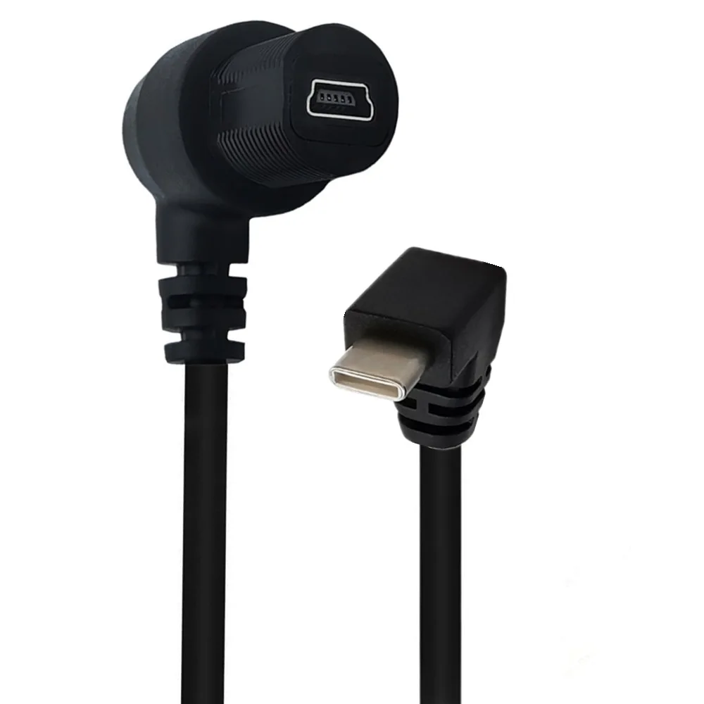 Угол наклона Mini 5P USB-B кабель к USB C Type-C панель данных удлинитель Type для автомобиля грузовик лодка мотоцикл приборная