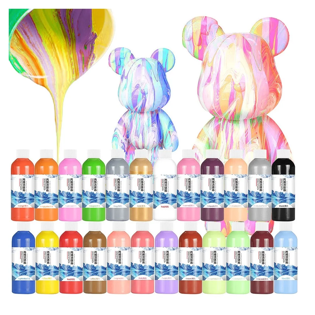 Professional 100ml Non-Tox Fluid Diy Bear Artist Acrylic Paint Fluid Acrylic Paint Colour