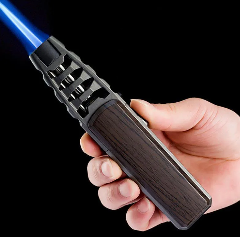 Blue Jet Flame Torch Lighter Butane Gas Refillable Windproof Lighter for Cigar Kitchen BBQ