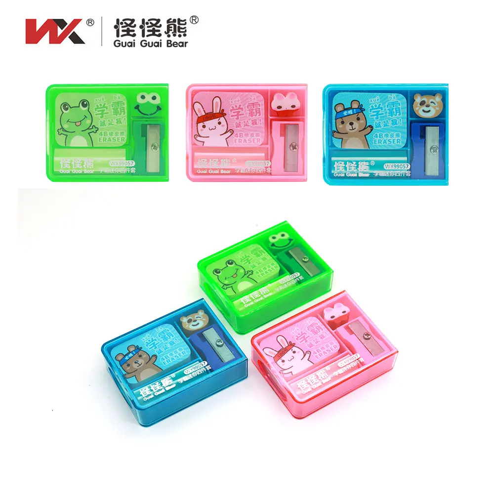 Cartoon Rabbit Student Supplies Set Factory Direct School Stationery with Eraser Pen Holder Pencil Sharpener for Children