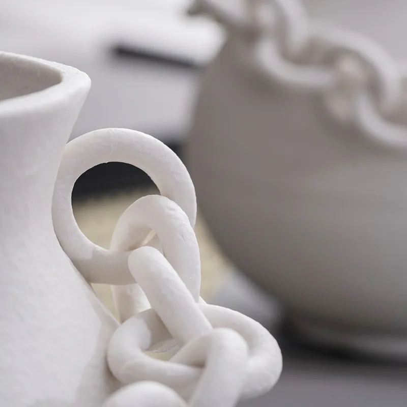 Wholesale modern luxury ceramic vases home decoration  creative living room flower arrangement chains ceramic tall vases